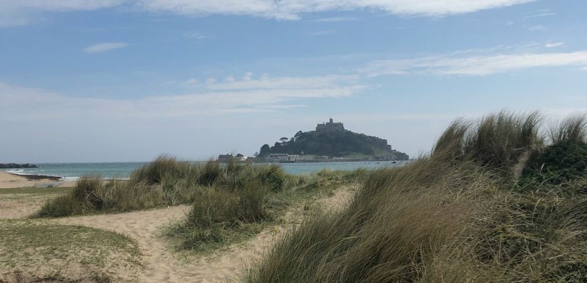 Views of St Michaels Mount in the distance.