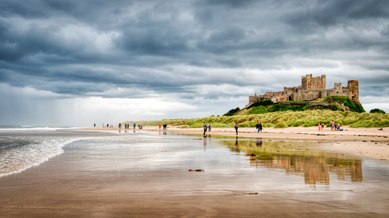 Bamburgh, Northumberland, United Kingdom - September 8th 2018: A view of Bamburgh Castle in Northumberland