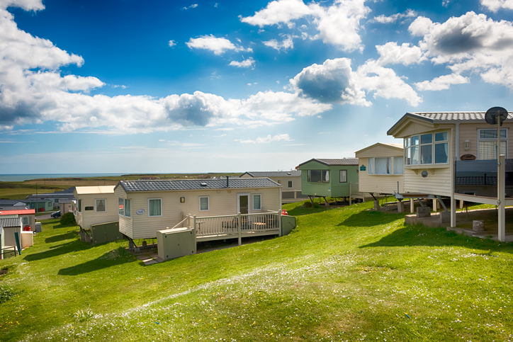 Thornwick Bay, United Kingdom - May 10 2022: Thornwick Bay caravan park, a family static caravan holiday park in coastal location near Bridlington, Yorkshire. HDR.