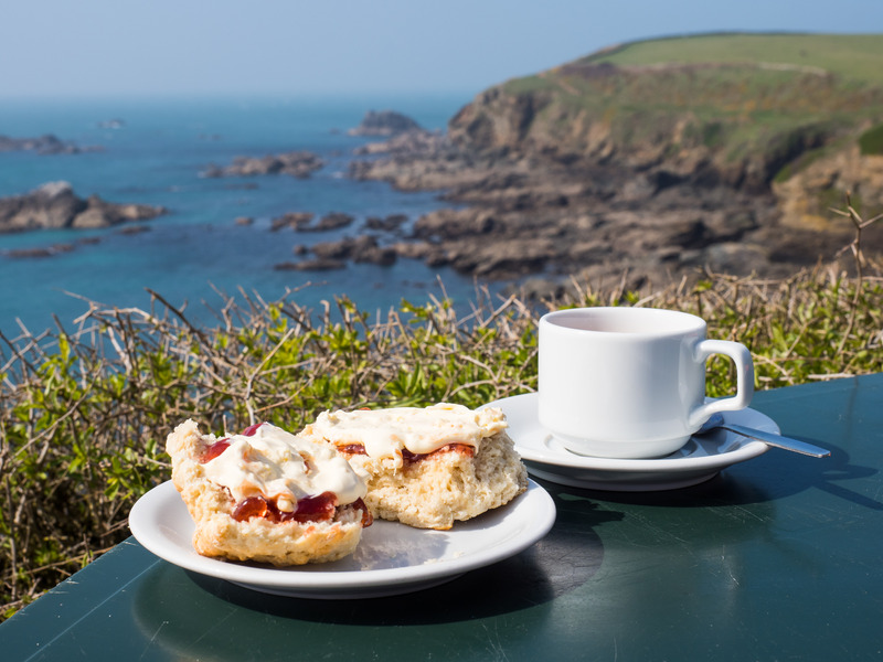 Cornish Cream Tea overlooking the sea