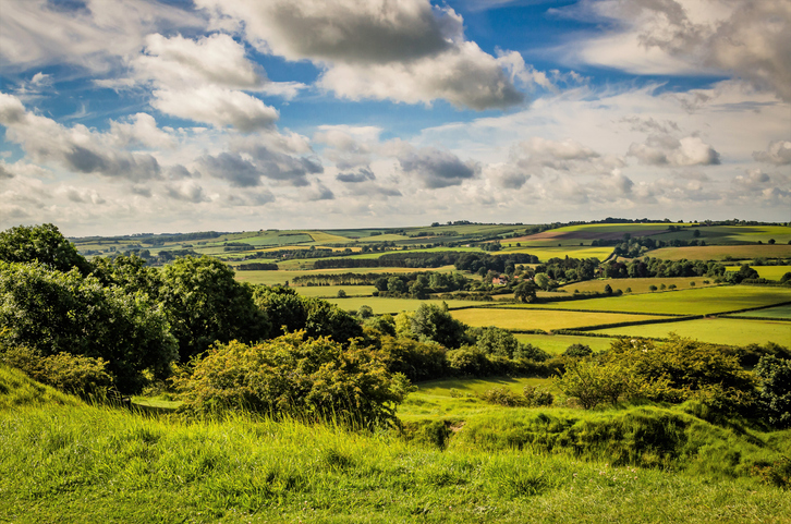 Summer landscape viewed from Red Hill In Lincolnshire Wolds