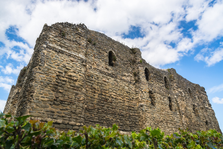 Canterbury, UK - August 20, 2017: Ruins of Canterbury Castle, a Norman Castle in Canterbury, Kent, UK