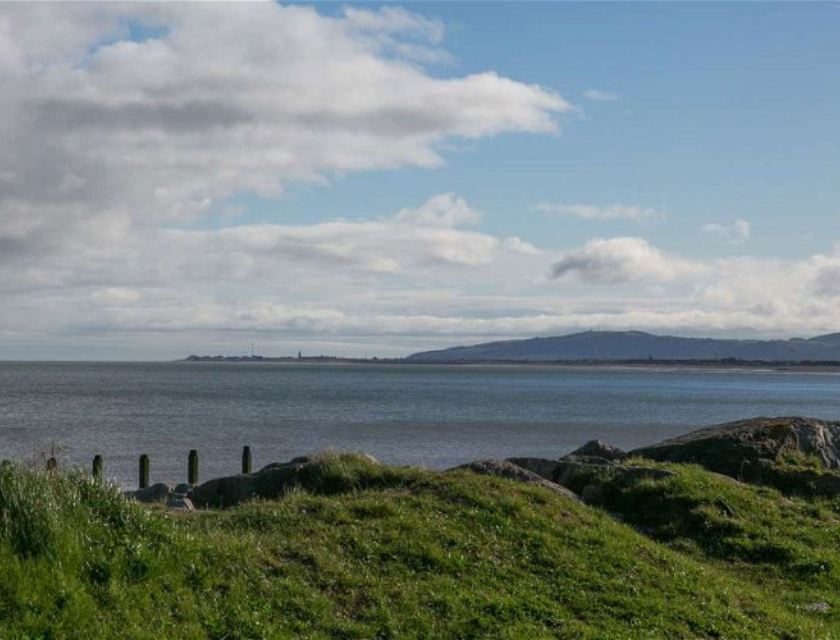 View of the sea from the Beach Caravan Park near Conwy Morfa Beach in Wales.