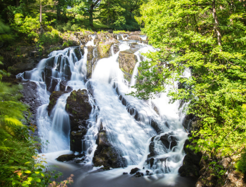 Long exposure shot of Swallow waterfalls, in Betws Y Coed