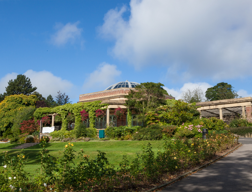 Valley Gardens in Yorkshire. With flowers & greenery. Harrogate is home to a popular Christmas market in Yorkshire.
